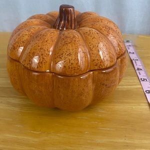 Ceramic Lidded Pumpkin Candy Dish